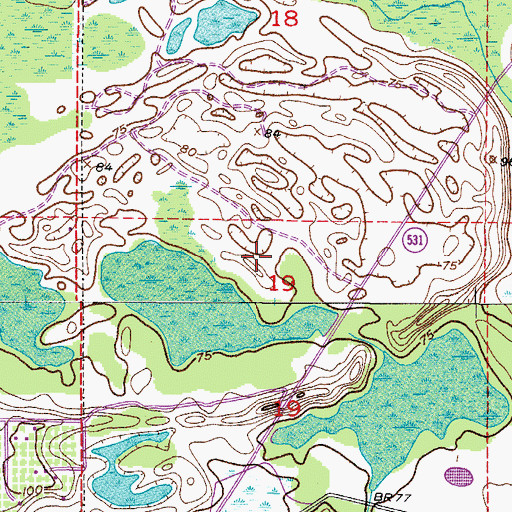 Topographic Map of WPCV-FM (Winter Haven), FL