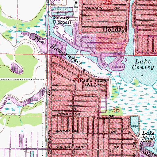 Topographic Map of WCLF-TV (Clearwater), FL