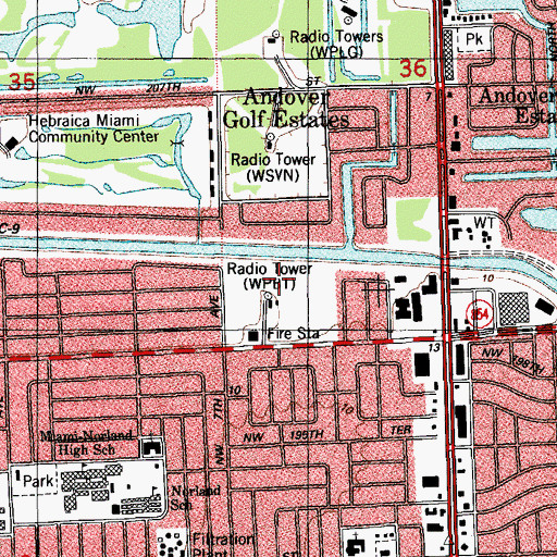 Topographic Map of WLTV-TV (Miami), FL
