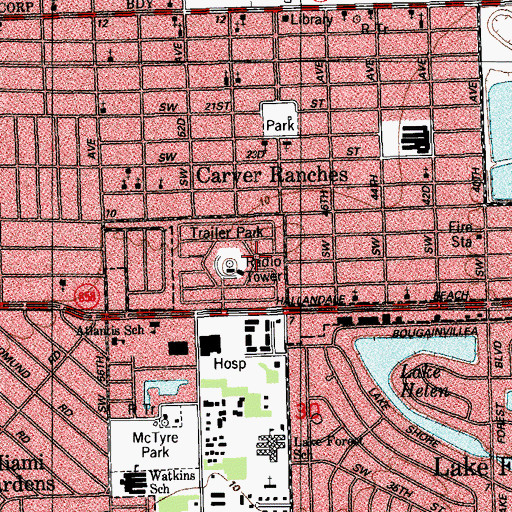 Topographic Map of WTVJ-TV (Miami), FL