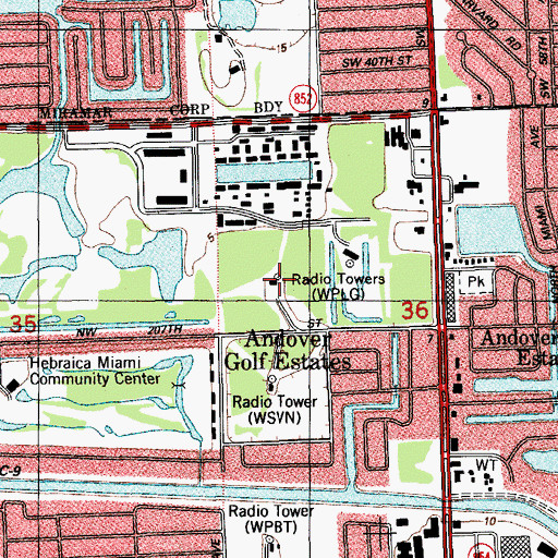 Topographic Map of WPLG-TV (Miami), FL