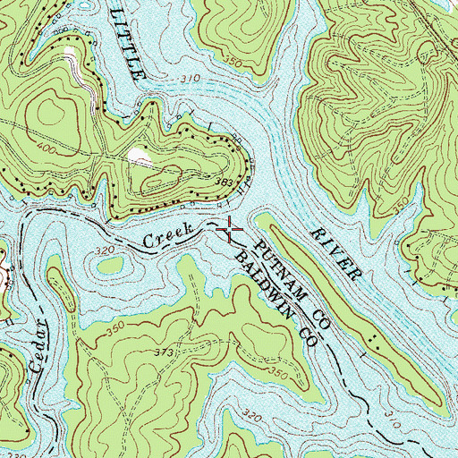 Topographic Map of Cedar Creek, GA