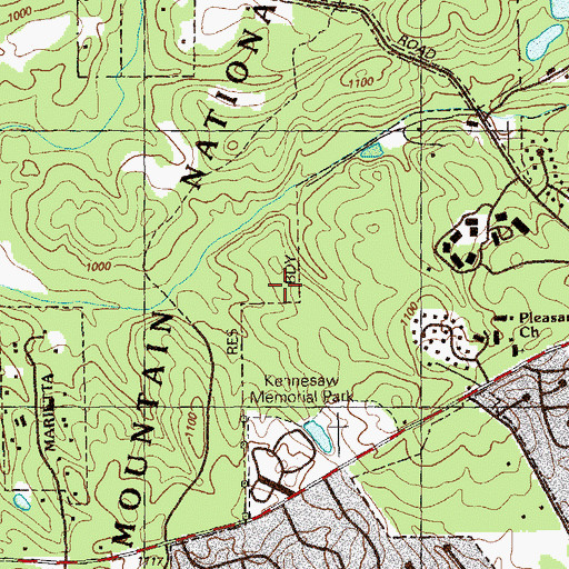 Topographic Map of Kennesaw Mountain National Battlefield Park, GA