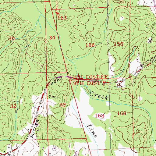 Topographic Map of Line Creek, GA