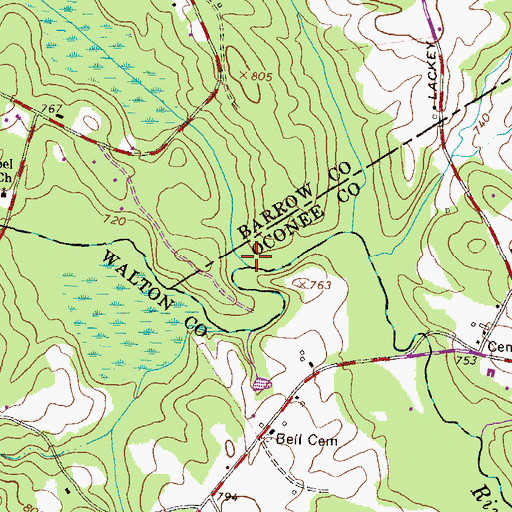 Topographic Map of Marbury Creek, GA