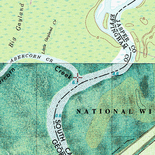 Topographic Map of Abercorn Creek, GA