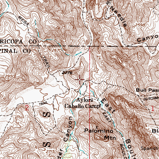 Topographic Map of Little Boulder Canyon, AZ
