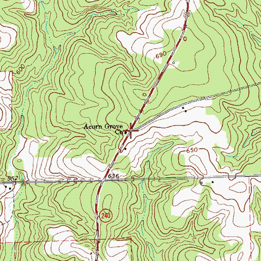 Topographic Map of Acorn Grove Church, GA