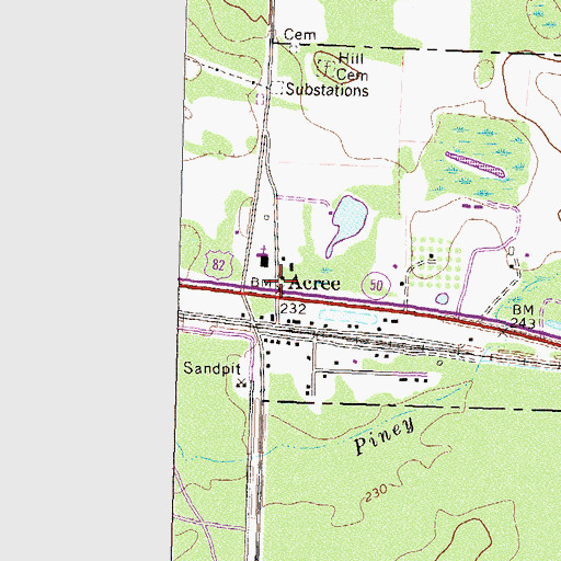 Topographic Map of Acree, GA