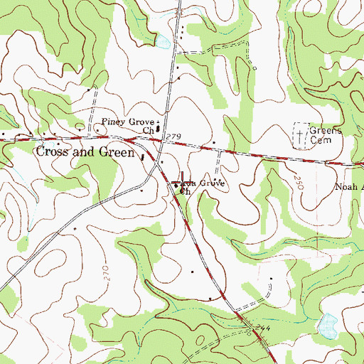 Topographic Map of Ada Grove Church, GA