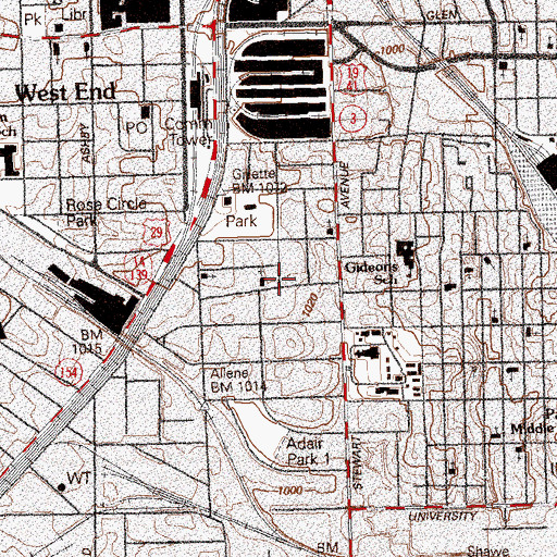 Topographic Map of Adair Park Church, GA