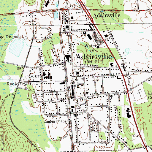Topographic Map of Adairsville, GA