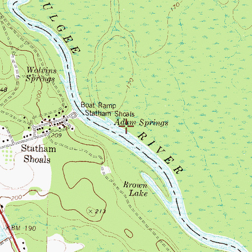 Topographic Map of Adam Springs, GA