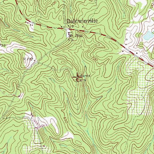 Topographic Map of Adams Cemetery, GA