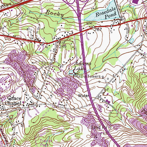 Topographic Map of Adams Lake, GA