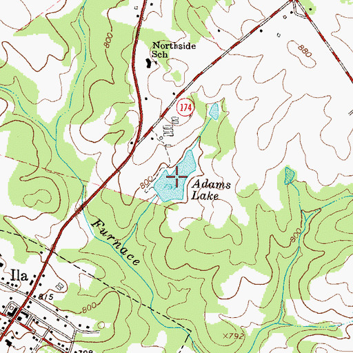 Topographic Map of Adams Lake, GA