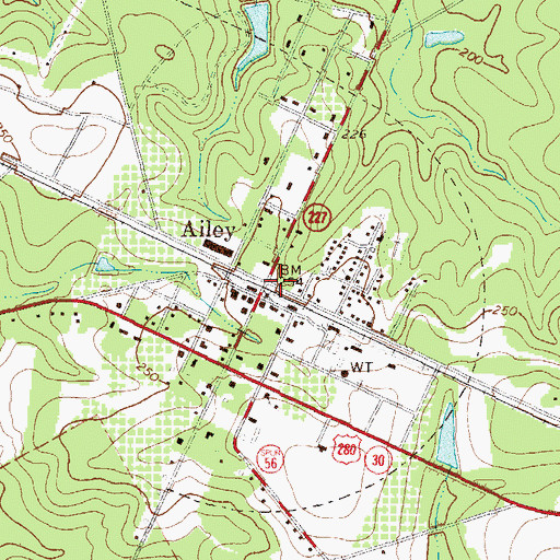 Topographic Map of Ailey, GA