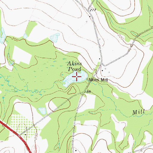 Topographic Map of Akins Pond, GA