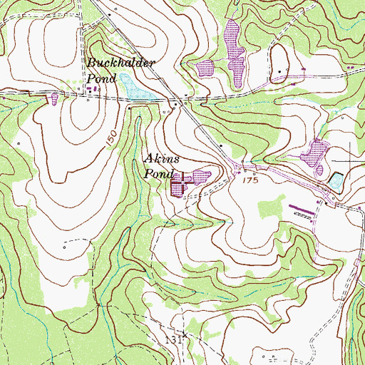 Topographic Map of Akins Pond, GA