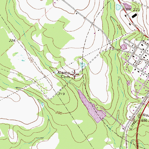 Topographic Map of Alamo Cemetery, GA