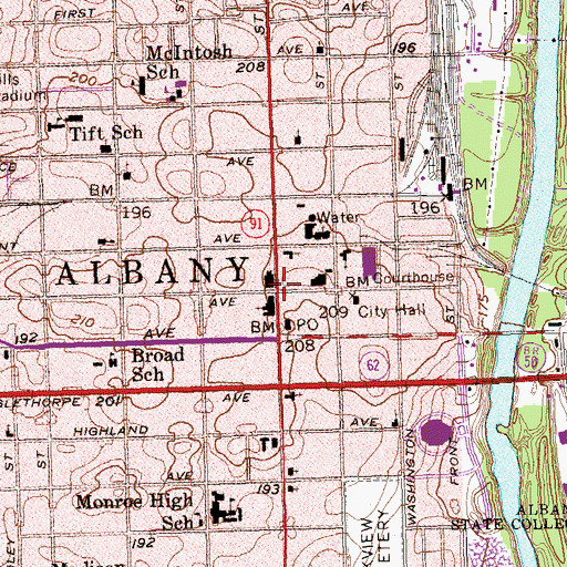 Topographic Map of Albany, GA