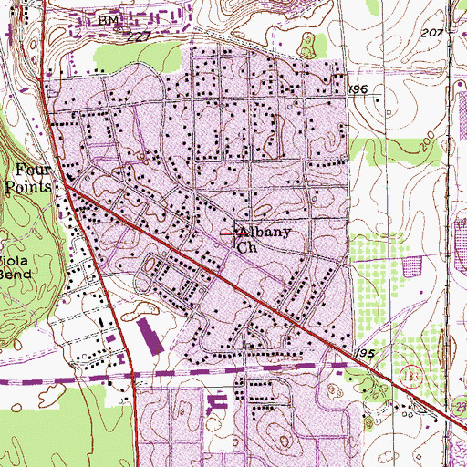 Topographic Map of Albany Church, GA