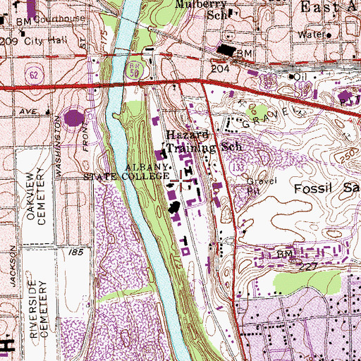 Topographic Map of Albany State University, GA