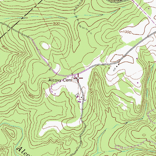 Topographic Map of Alcovy Cemetery, GA