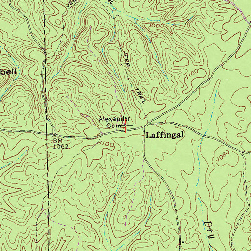 Topographic Map of George Washington Alexander Cemetery, GA