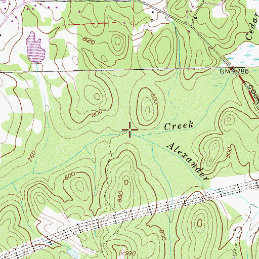 Topographic Map of Alexander Creek, GA