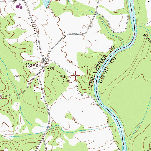 Topographic Map of Alford Cemetery, GA
