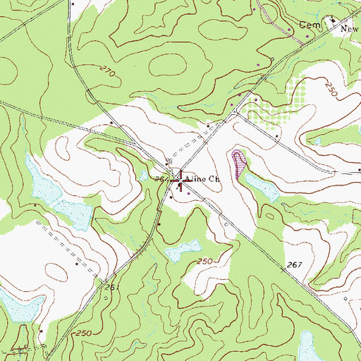 Topographic Map of Aline Church, GA