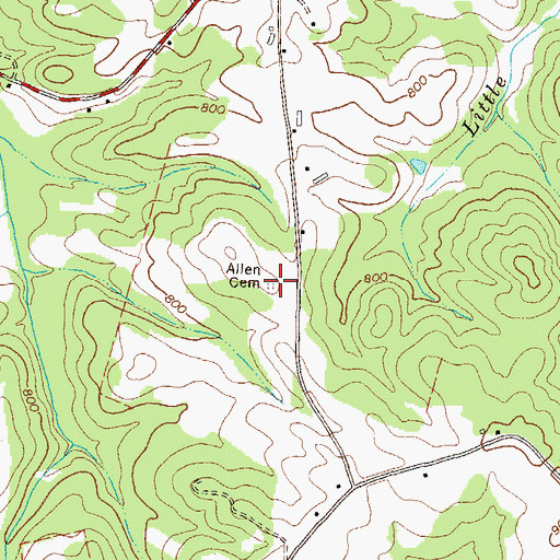 Topographic Map of Allen Cemetery, GA