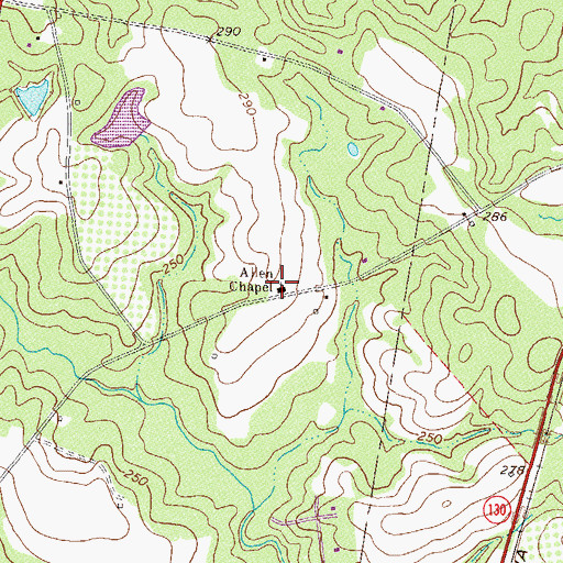 Topographic Map of Allen Chapel, GA