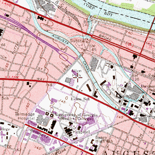 Topographic Map of Allen Park, GA