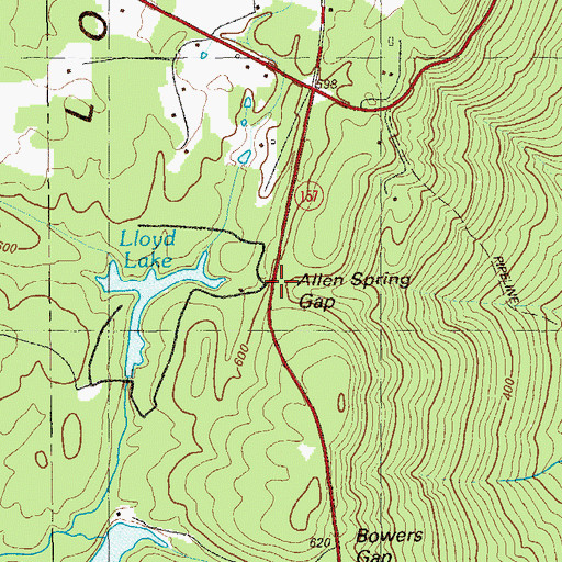 Topographic Map of Allen Spring Gap, GA