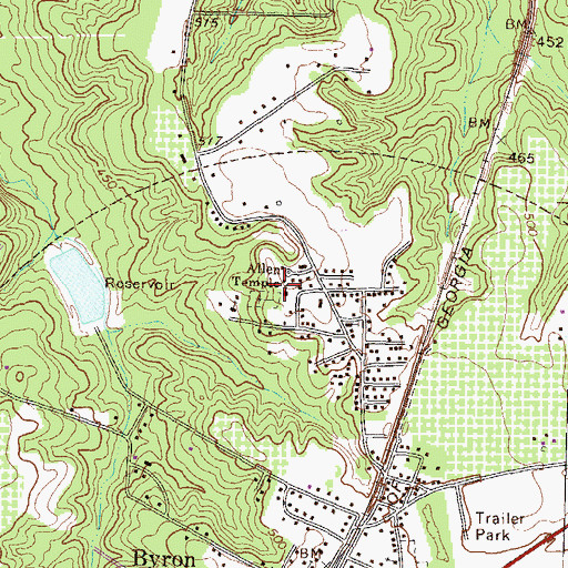 Topographic Map of Allen Temple, GA