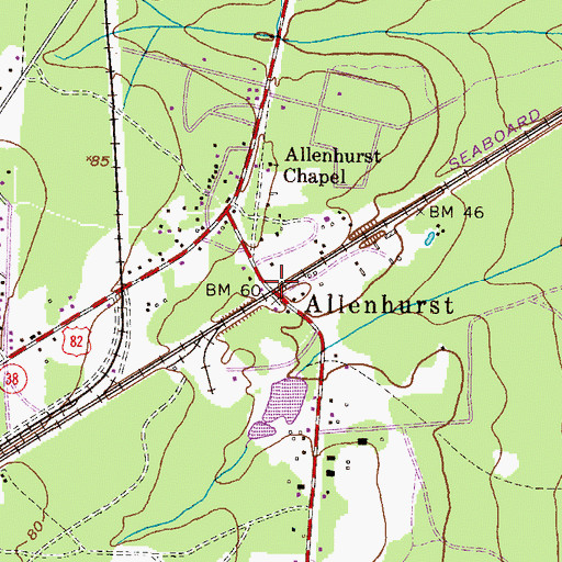 Topographic Map of Allenhurst, GA