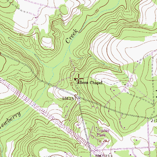 Topographic Map of Allens Chapel, GA