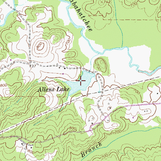 Topographic Map of Allens Lake, GA