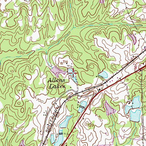 Topographic Map of Allens Lakes, GA