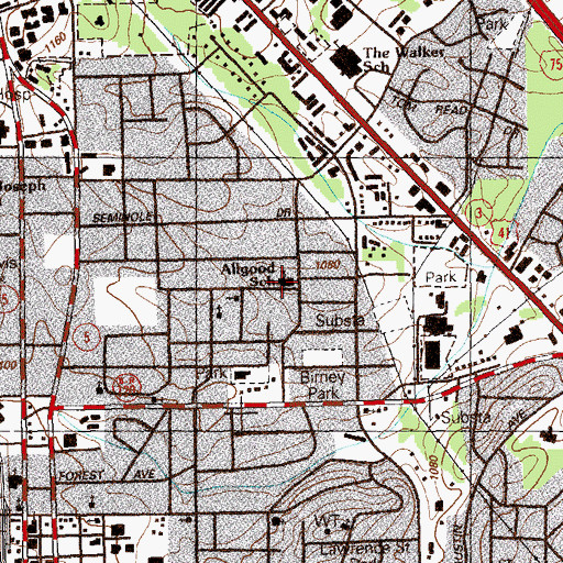 Topographic Map of Allgood School, GA