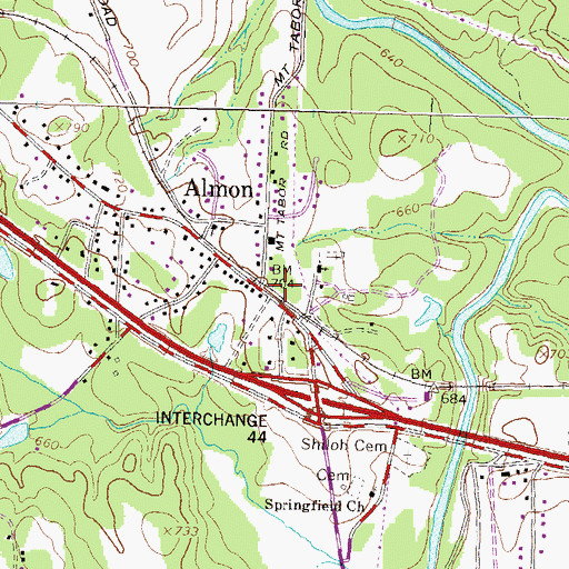 Topographic Map of Almon, GA
