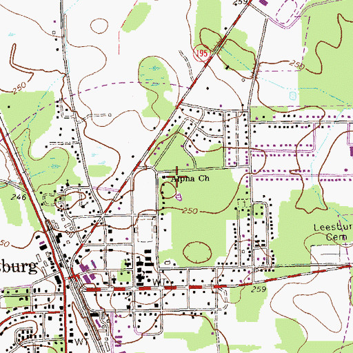 Topographic Map of Alpha Church, GA