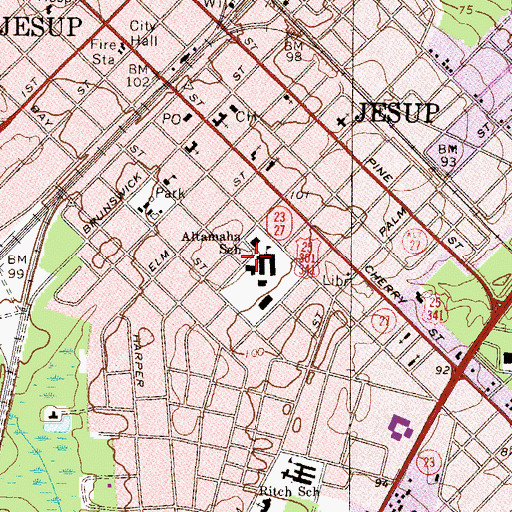 Topographic Map of Altamaha School, GA