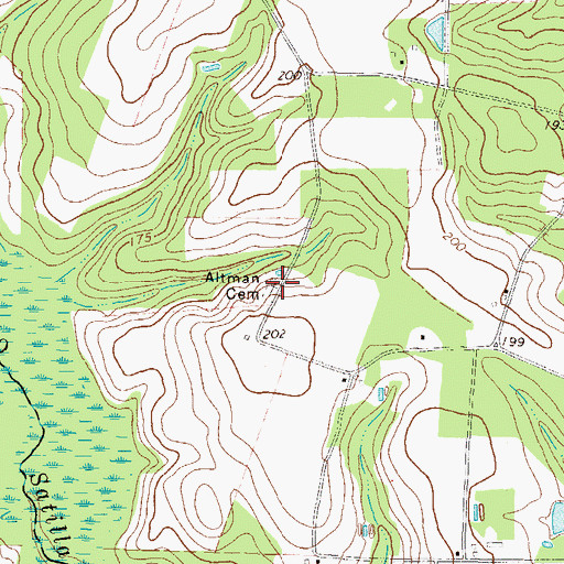 Topographic Map of Altman Cemetery, GA