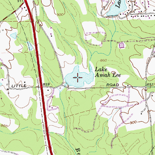 Topographic Map of Lake Amah Lee, GA