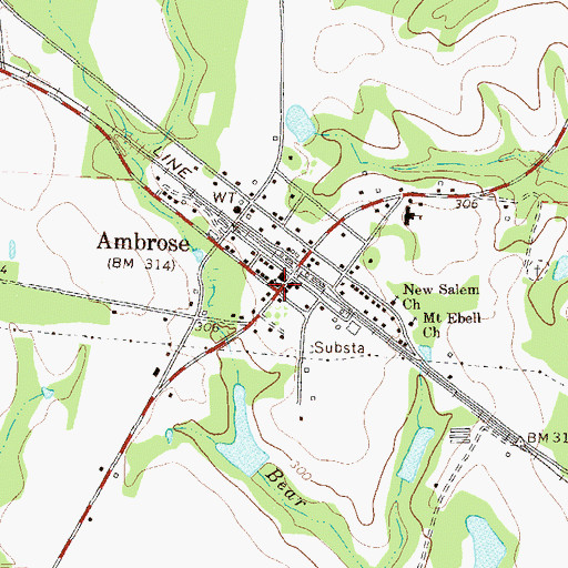 Topographic Map of Ambrose, GA