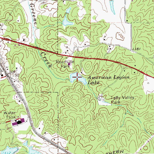 Topographic Map of American Legion Lake, GA