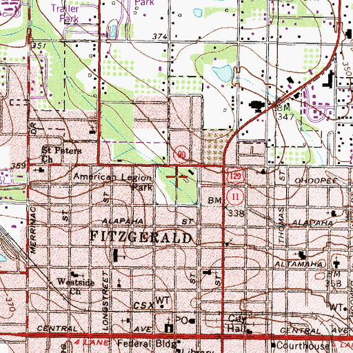 Topographic Map of American Legion Park, GA